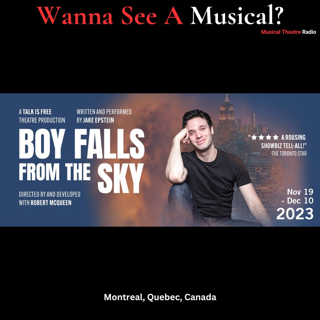 Wanna See A Musical?

What: Boy Falls From the Sky
When: Nov 19th - Dec 10th, 2023
Where: Segal Centre for Performing Arts / Centre Segal des arts de la scène, Montréal, QC, Canada
Info: segalcentre.org/en/shows/2023-…

Discover more musicals to go see at:  musicaltheatreradio.com/wannaseeamusic…