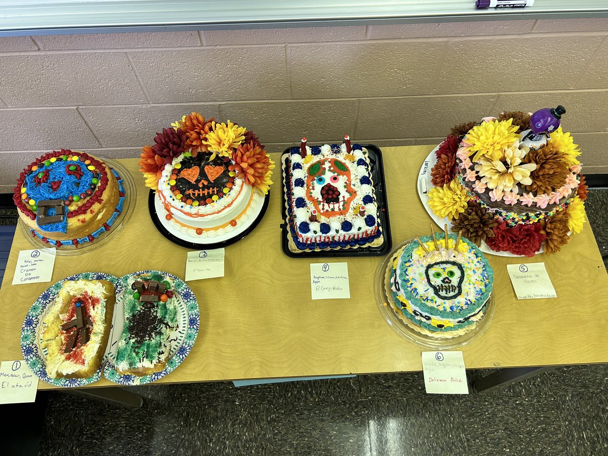 NPennHS's tweet photo. Students in Senora Atkissβ Spanish classes prepared cakes in their annual contest to celebrate DΓa de los muertos.Β Amazing job! #NPStrong @NPSD https://t.co/8ejoAuBiEs