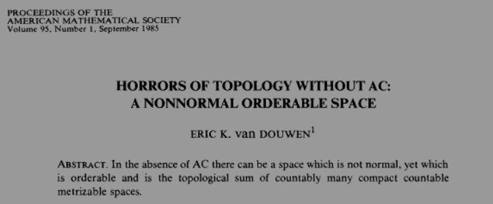 Anthony_Bonato's tweet photo. After reading these titles, I really do not want to do topology without choice. https://t.co/eZjUhvhCxJ