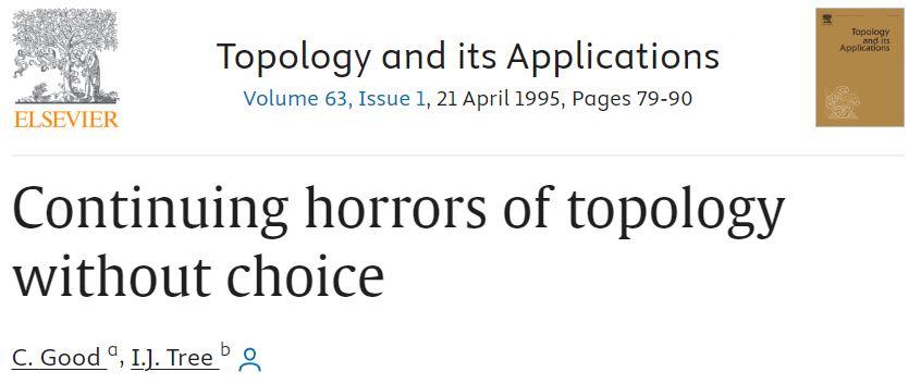 Anthony_Bonato's tweet photo. After reading these titles, I really do not want to do topology without choice. https://t.co/eZjUhvhCxJ