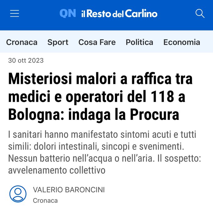 Adesso si tratta di &ldquo;avvelenamento collettivo&rdquo; e malori misteriosi.  Non sanno pi&ugrave; come spiegarli senza<a href="/tag/nogreenpass"class="tags"><span>#nogreenpass</span></a>