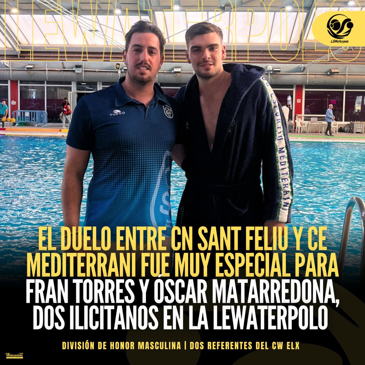 waterpolistacom's tweet photo. VAYA REENCUENTRO 💚💚💚💚💚

En el CNSF - CE Mediterrani de este sábado, los ilicitanos de División de Honor, Fran Torres y Óscar Matarredona se vieron las caras en Molins en un especial duelo, puesto que se reencontraron tras su etapa en CW Elx

Torres le entrenó en categorías… https://t.co/0A82474zQn