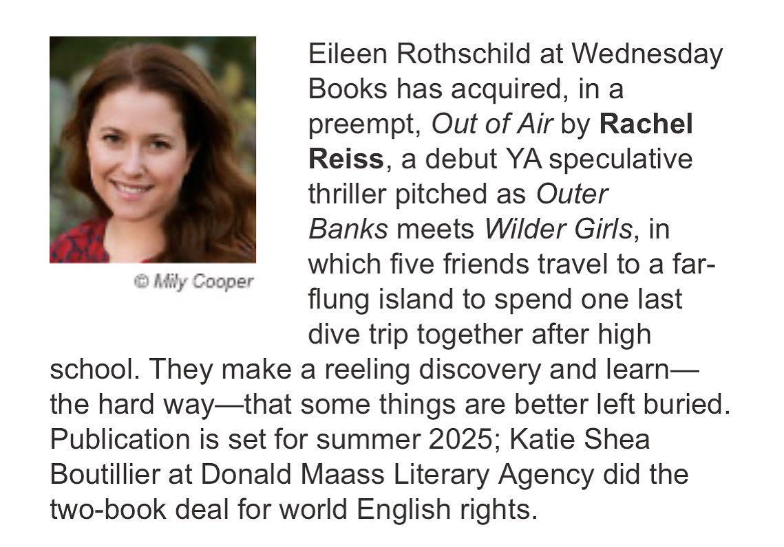 Ok real quick before I wake up and realize this is a dream... IT HAPPENED!!!!!!! My scuba thriller will be on bookshelves in 2025! 🤿

My heart is overflowing with gratitude. A million thanks to the amazing @agentshea