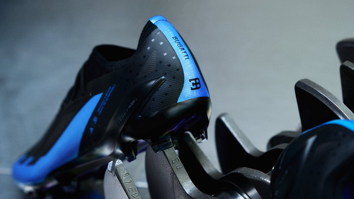 👟🏁 #Adidas is teaming up with #Bugatti for an EPIC collab! 🏎️ They've just dropped the X Crazyfast #boots, and there are only 99 pairs up for grabs in a special auction.