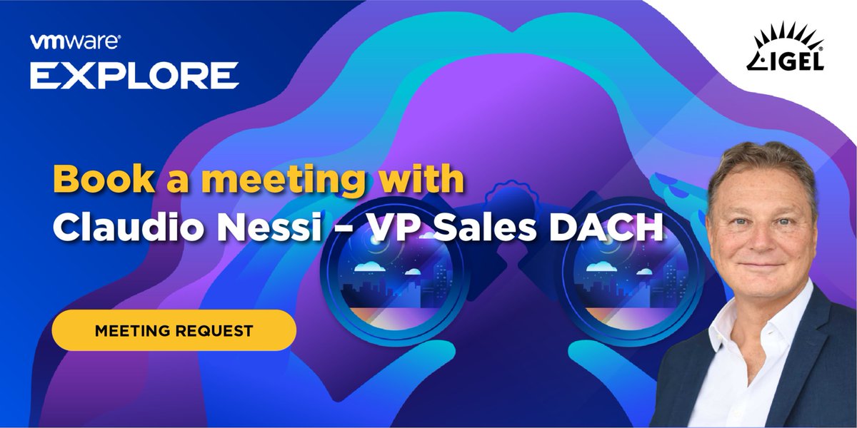 Schedule a session with Claudio Nessi, IGEL VP Sales, DACH to explore how IGEL can help you prevent ransomware, reduce endpoint costs and streamline your cloud journey.#vmwareexplore #euc  bit.ly/3tQpUxI