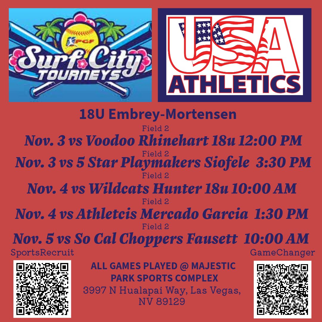 USAEmbrey's tweet photo. Game times for this weekend! #SURFCITY #weareusaathletics @CSUSoftball  @GCU_Softball @Fullerton_SB @sdsu_softball @wsusoftball  @UNC_BearsSB  @CSUB_Softball @ASUSoftball @MT_Softball @USUSoftball  @TexasSoftball @BaylorSoftball @Vol_Softball https://t.co/obA8gwCWvO