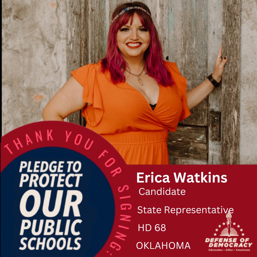_dofd's tweet photo. CONGRATULATIONS to our families and friends in #Oklahoma! Erica Watkins, @erica4ok , is running for State Representative HD 68. She has just signed #thepledge to protect our public schools, community and country!
https://t.co/Z0DDBbDKjC https://t.co/v5zK1VSB3v