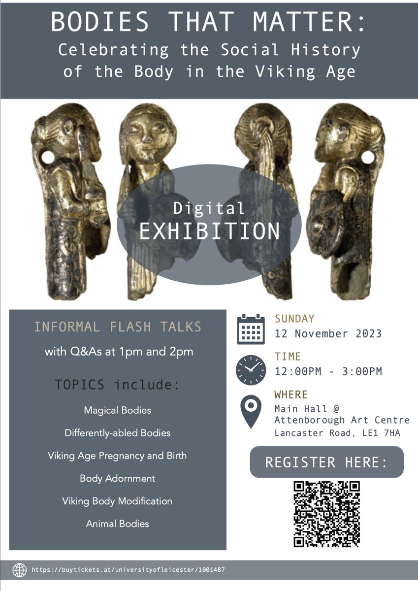 Exciting event Celebrating the Social History of the Body in the Viking Age organised by our colleagues <a href="/bodypoliticsERC/">bodypolitics</a> <a href="/uniofleicester/">University of Leicester</a> on 12 November: tickettailor.com/events/univers…