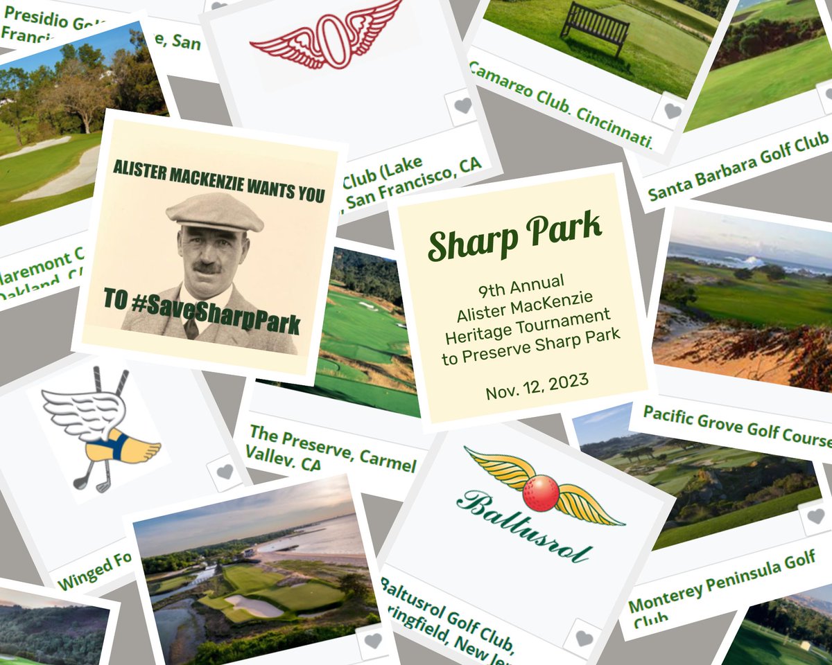 Check out the 9th Annual Alister MacKenzie Benefit Auction to #SaveSharpPark!  Fabulous private and public golf courses from across the country! <a href="/PingTour/">PING GOLF</a> Putters &amp; Drivers! Golf art! Golf lessons! And more! Open for Bidding HERE and NOW! 32auctions.com/MacKenzie2023 via <a href="/32auctions/">32auctions</a>