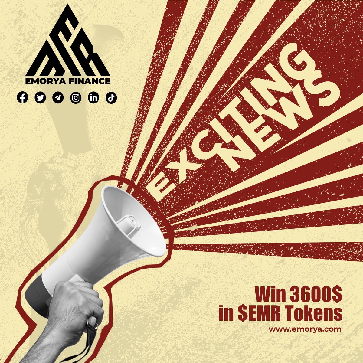 We're thrilled to announce our Community Contest, which kicks off today with a chance to win a generous prize pool of $3,600 in EMR Tokens. 
It's your time to shine! ✨💰

Here's what you need to do:

1️⃣ Join our Telegram group: t.me/EmoryaFinanceI…

2️⃣ Check out the pinned