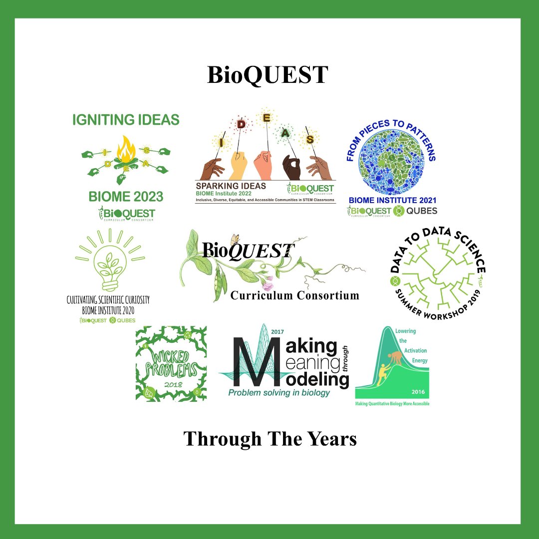 Celebrate BioQUEST Through The Years! Adorn yourself with the BQ summer workshop logos from past to present. Your purchase will help ensure we can continue serving our community on our quest for Evolution and Revolution in STEM Ed Reform!! bit.ly/3tUscvW