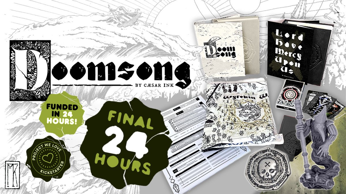 caesarink's tweet image. Gather round, one and all, for💀 Doomsong: Lord Have Mercy Upon Us 💀 has entered its final 24 hours!

Last chance for that 🪙 Golden Doomcoin 🪙 late pledgers and pre-orders will not be eligible for the random draw. Wonka says NO.

kickstarter.com/projects/caesa…