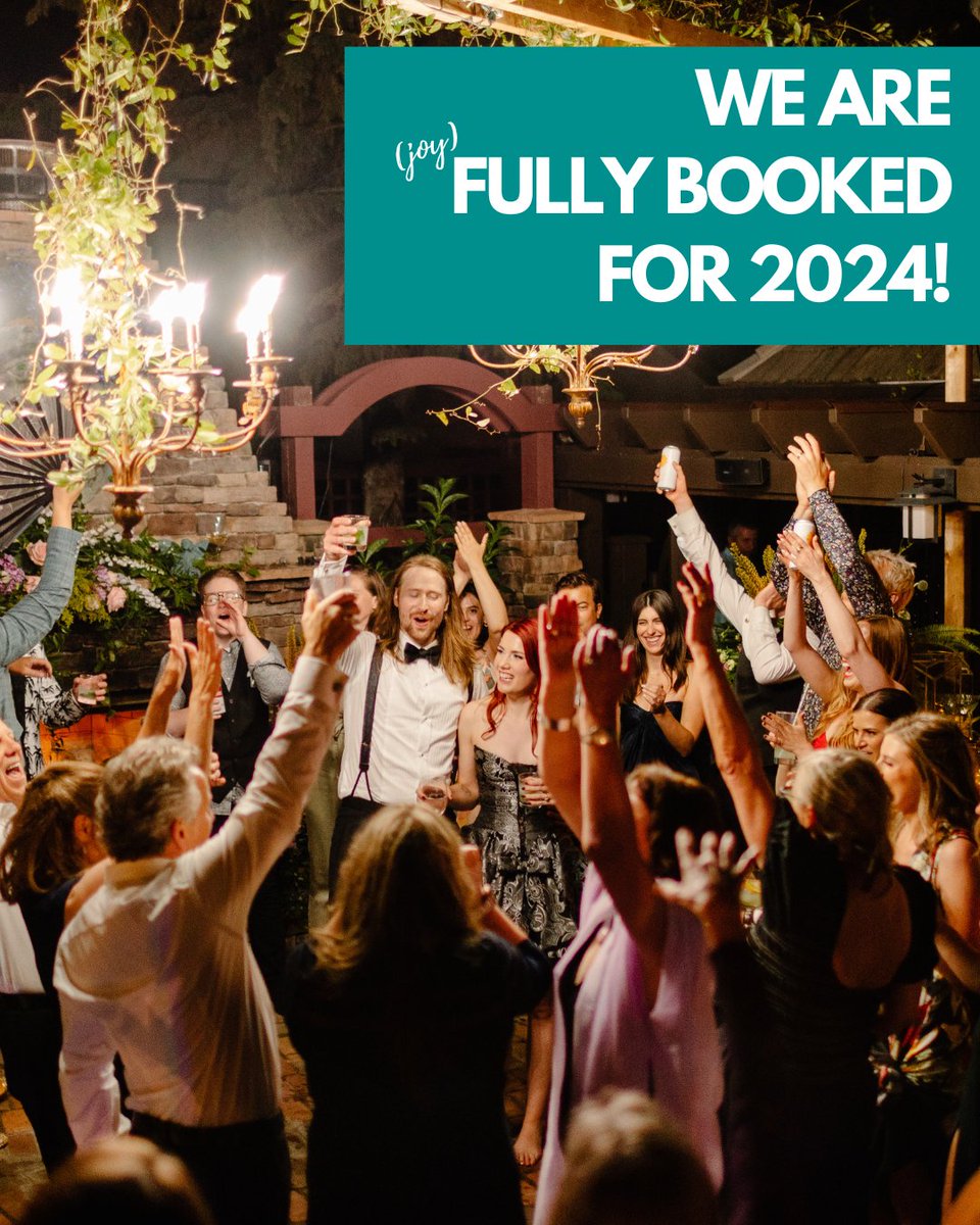 joybyjoelle's tweet photo. To say that our 2024 calendar is home to the most kick ass couples would be a col-OSSAL understatement! We are so *drinks in the air* grateful to every single couple that has booked with us to work with them on their wedding day. We're so ready to party with you all next year! 🥂 https://t.co/9zHvNIi1w4