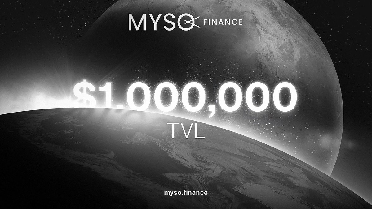 MysoFinance's tweet photo. MYSO has officially crossed $1 million in TVL! 📈🚀

Thank you to everyone that's been on this journey with us and we hope to pass the $10 million mark soon 👀

We're here to push p2p loans to the forefront of DeFi lending and make the space more simple and personalized!