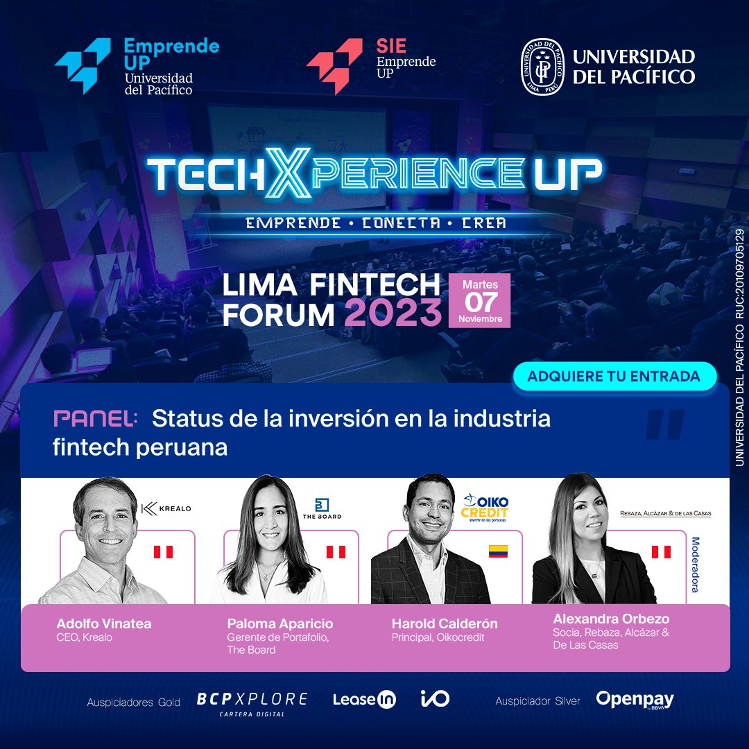 HaroldCalderonM's tweet photo. Happy to participate at the TechExperienceUp, one of the key events in Latam focused on tech-driven solutions for financial inclusion, climate change, and education challenges. I´ll be in the fintech discussion with great leaders from the VC industry
Info: https://t.co/8OCgflud7n https://t.co/drO81DdvrD