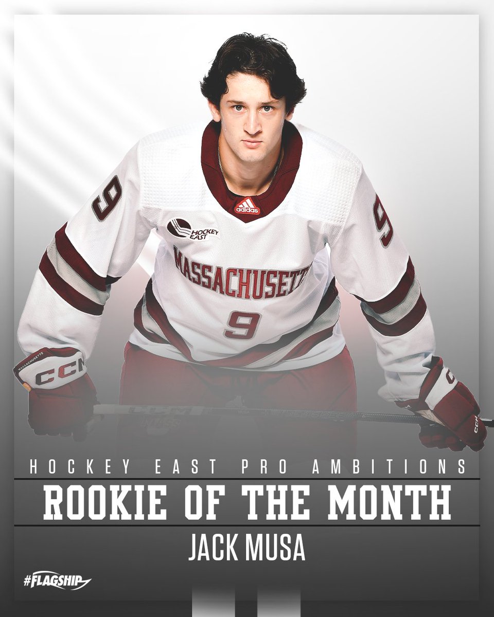 UMassHockey's tweet photo. We've got TWO @hockey_east monthly honorees 👇

Congratulations @JackMusa19 and @Scott23Morrow 👏

🔗: https://t.co/A1NIRUr8XD

#NewMass X #Flagship🚩 https://t.co/vMgYWzssTq