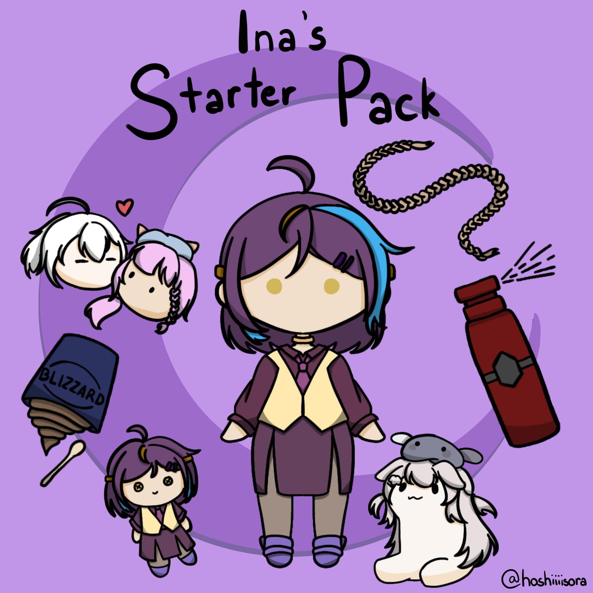 soramifasol's tweet photo. Presenting: Ina's Starter Pack!!
I'd still like to know what the body spray and the rope is for--
#INAstrations #PHVtuber #ENVtuber https://t.co/UbTW3NkjnF
