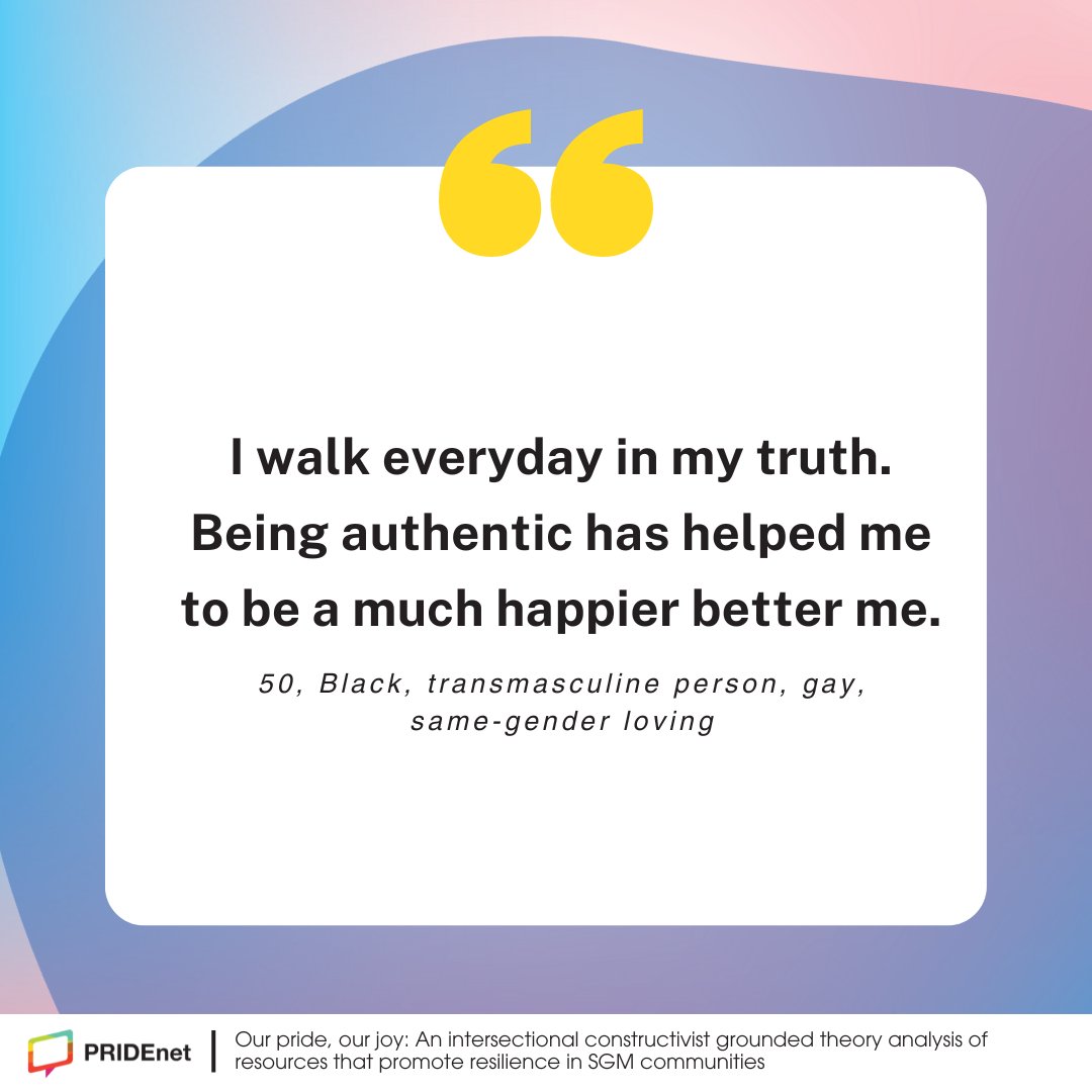 ThePRIDEStudy's tweet photo. Let's kick off #TransgenderAwarenessMonth with some joy! See what #transgender and gender-expansive participants shared about what brings them joy. #ThePRIDEStudyResearch
Read more: https://t.co/LYManpO26V
#WellnessWednesday #TransSpectrum #LGBTQIA https://t.co/PDz90npvXj