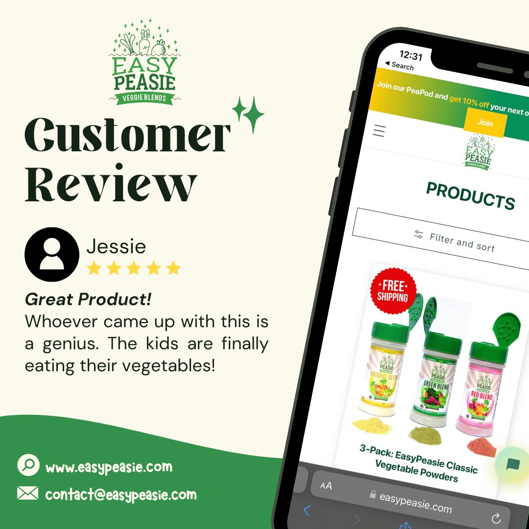 Your fantastic feedback fuels our passion! 🌟 Your support means the world to us, and we're committed to making family meals a breeze. Check the link in our bio for more 🙌 #easypeasie #veggiepowder #healthykids #momapproved #pickyeater