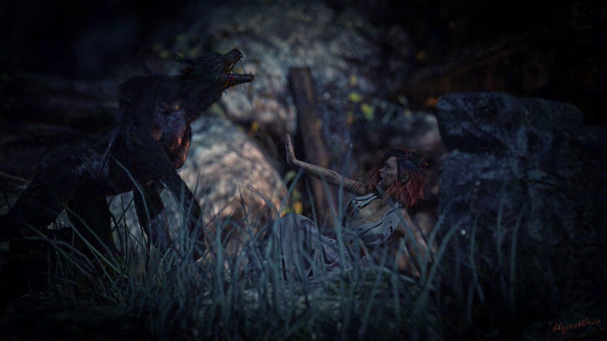 AbyssalEros's tweet photo. Somewhere in the mists of the Unknown, a foreboding moon reigns over a darksome sky where the night calls of the Strigidae are interweaving with the howling of the wolves.

[Continue to read on DA: https://t.co/LDKDcrU1WB]

Glazed &amp; reduced.

#DAZ3D #Halloween2023 #HorrorArt https://t.co/arxbiV1Rgd