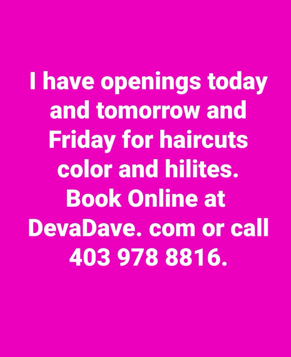 DevaDave's tweet photo. Always accepting new clients 
https://t.co/NeYcxcz2Aw 
#yycsalon #yychairsalon #yycbeauty #matrixcolor https://t.co/5KVj5rdKtV