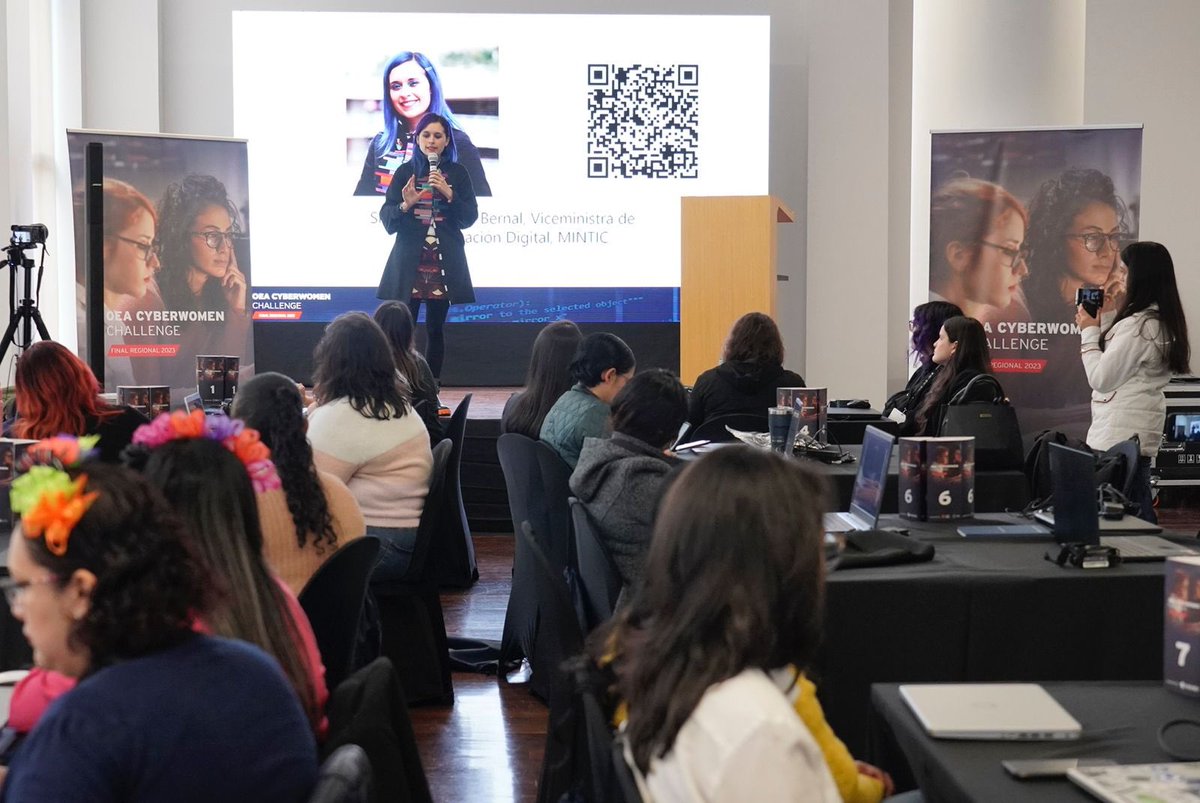 GobDigitalCO's tweet photo. #GobDigitalCo || El @Ministerio_TIC junto con @OEA_oficial @OEA_Cyber y  @TrendMicro le damos la bienvenida a mujeres de 12 países para la final regional del #CyberWomenChallenge donde tendremos retos y conoceremos a la ganadora de #Latinoamérica. 

#GirlPower #MinTIC https://t.co/MFhZfUvWPb