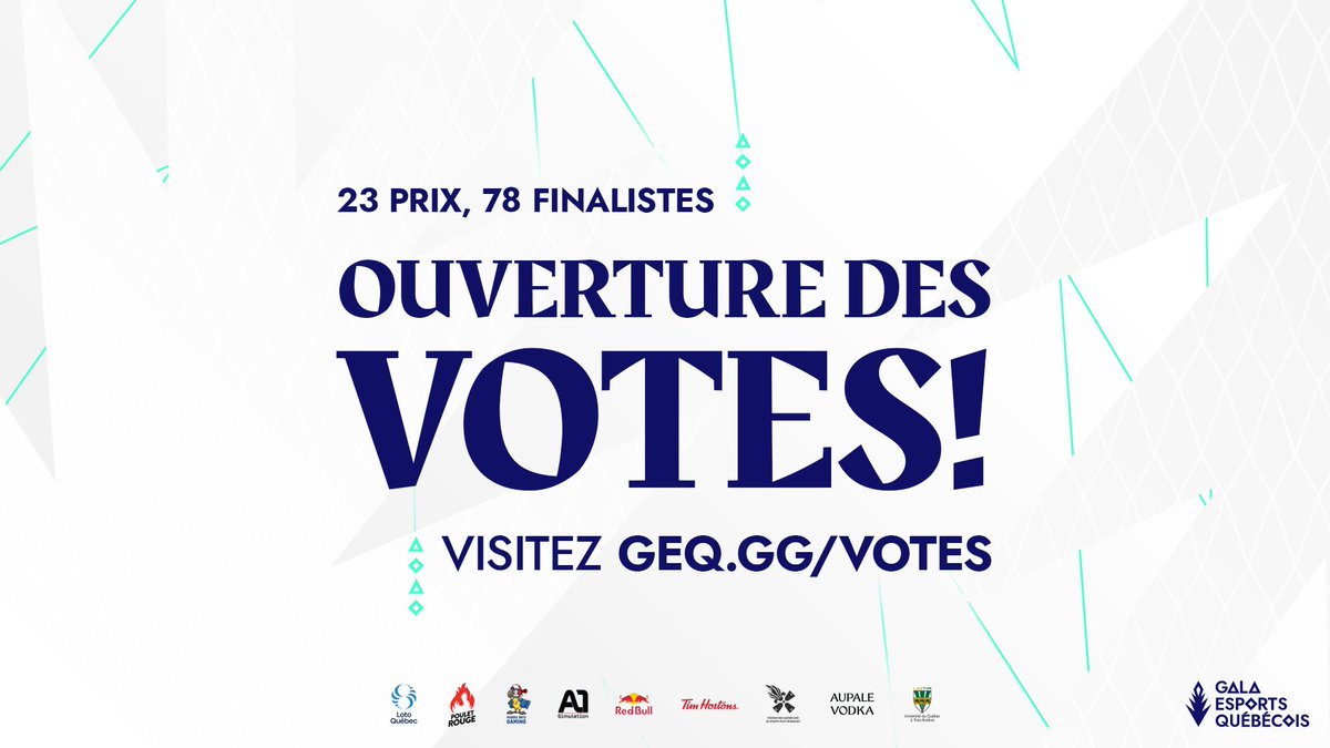 ⚠️LES VOTES SONT OUVERTS!

C'est l'heure de voter pour les finalistes! 
🔗geq.gg/votes/

Si vous souhaitez en apprendre plus sur les finalistes avant de voter, n'hésitez pas à consulter la section de notre site web prévue à cet effet.
geq.gg/finalistes/