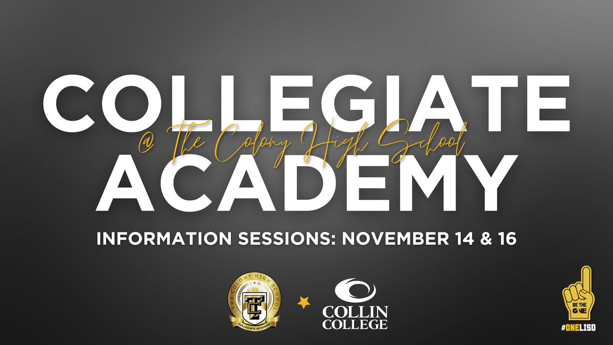 What is the Collegiate Academy and what impact can it have on your student?

Join us for one of four upcoming informational sessions on November 14 and 16 to learn more about the opportunities available to students through the Collegiate Academy!

🔗 LISD.net/Academy