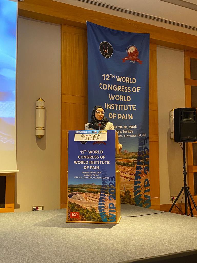 DrSummayah's tweet photo. سعيدة بمشاركتي كمتحدثة في المؤتمر العالمي لطب الالم 12th word congress of world institute of pain لله الحمد وبه التوفيق https://t.co/1NljTfCc7a