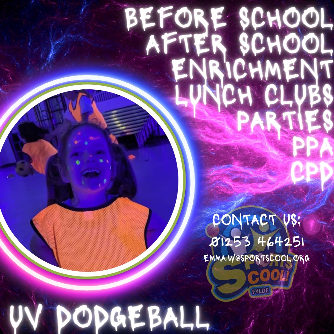 SportsCoolFylde's tweet photo. Embrace the darker nights! Why not book in some glow in the dark dodgeball?
#sportscoolfylde #sportscool #educate #motivate #participate #playtheirway #thisgirlcan #WeAreUndefeatable #getkidsactive #winteriscoming #glowinthedark https://t.co/J6uoAwHHyW