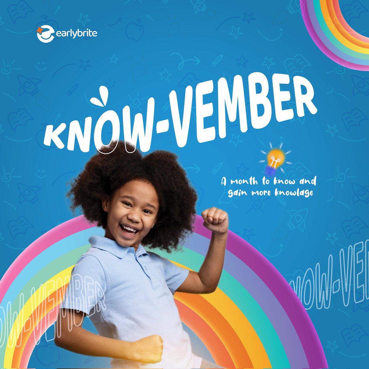 Welcome to the Month of KNOW-vember.

At Earlybrite, we love to see young minds equipped with Knowledge. 

Follow us for more interesting opportunities for your kids. 

#earlybrite #siliconvalley #techkids #newmonth #November1st