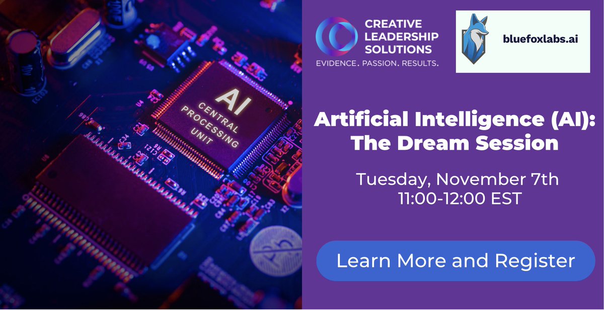 Join us Tuesday, November 7th for a webinar on Artificial Intelligence. Learn more at creativeleadership.net/events