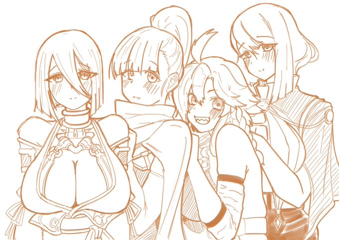 自分が今まで描いたラスオリ絵の中でも群を抜いて気に入ってる推し集合絵をデジタルでリメイクさん 