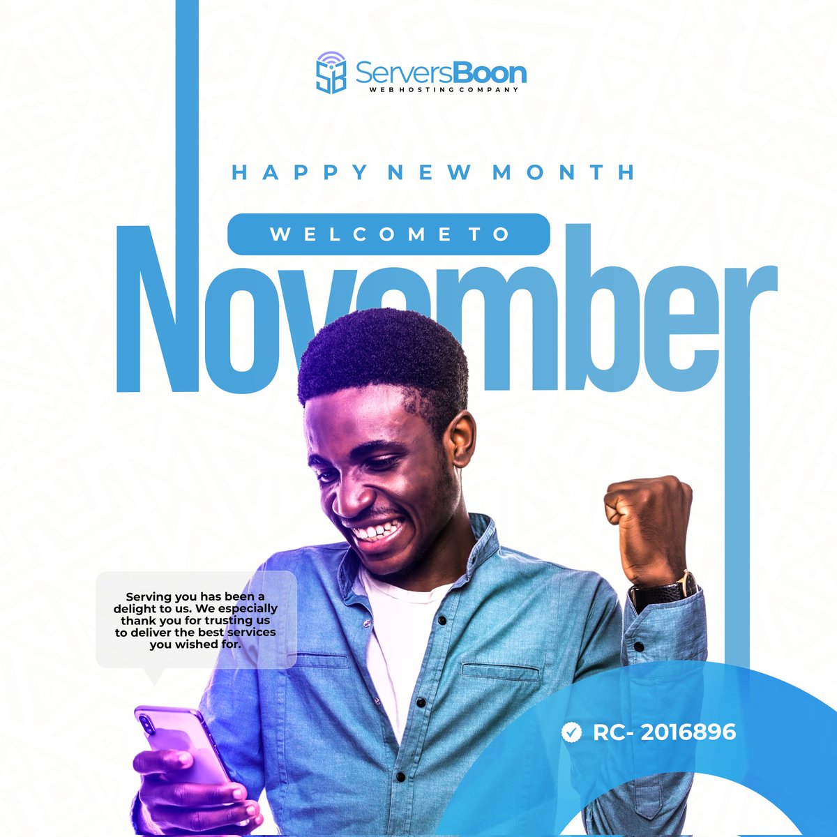 serversboon's tweet photo. Say hello to November with faster loading times and secure hosting. We're here to help! 👋🌐 #HelloNovember #WebSecurity https://t.co/XfWfrEE0Qn