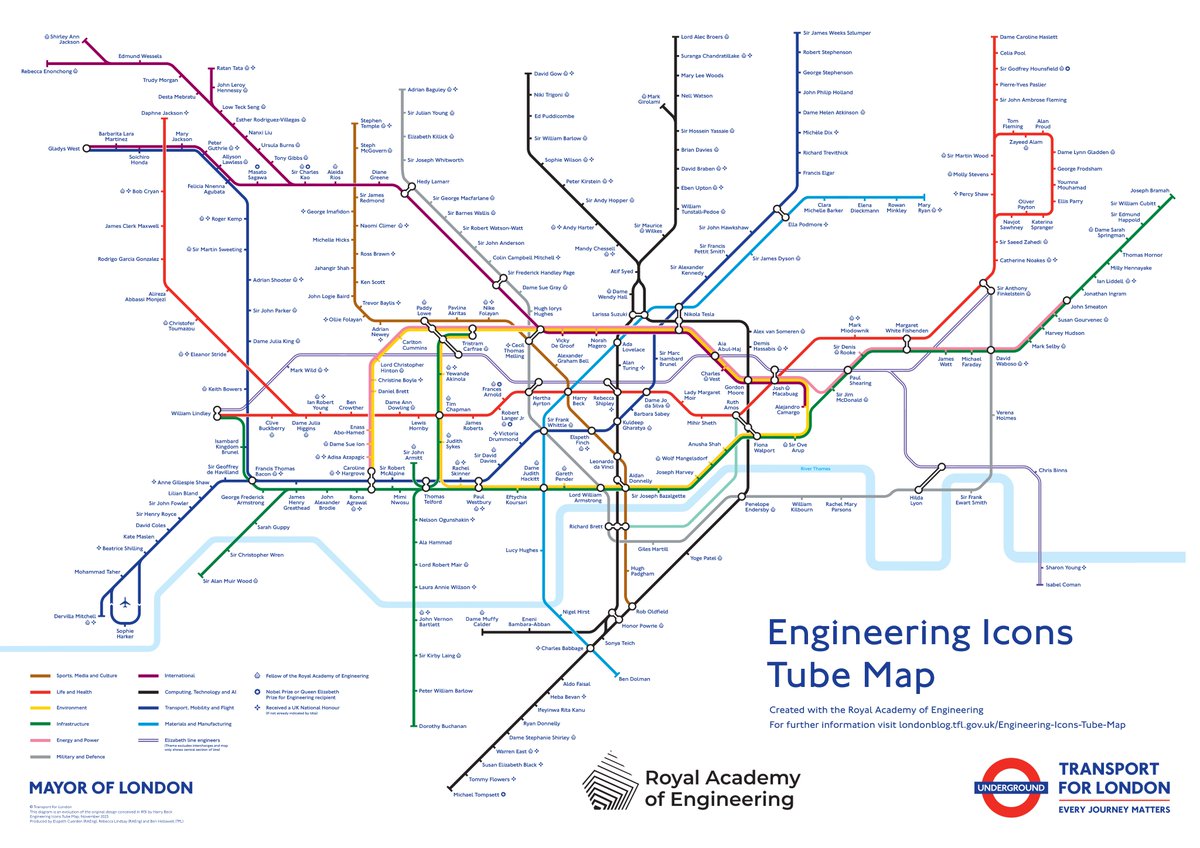 Spot the difference?! 👀🔍 Introducing... ✨The Engineering Icons ✨tube map. Created with @TfL & @RAEngNews this map celebrates 274 engineers and all their contributions to society for #NationalEngineeringDay Discover more👇 londonblog.tfl.gov.uk/2023/11/01/eng…