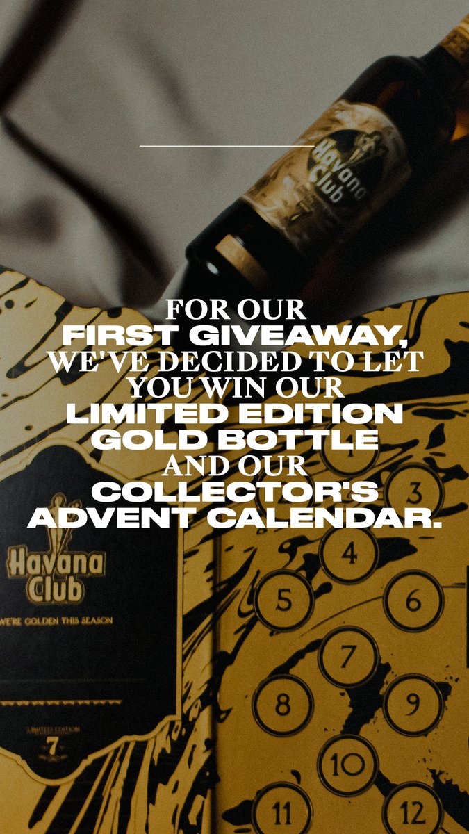 _HavanaClub's tweet photo. ✨Gold moment✨

🚨Giveaway alert 🚨
Try to win our end of year pack by taking part in our competition 🔥

To participate:
1️⃣Follow @_HavanaClub 
2️⃣Like &amp; RT the tweet
3️⃣Tag a friend in comments and tell us where you're from (just to find out where your love comes from🫂) https://t.co/m4bnyRnhJx