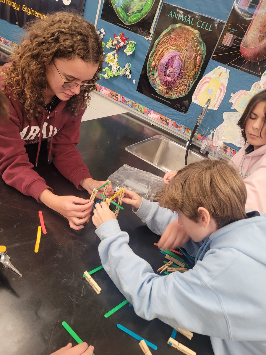 Science class is our next stop. Building challenge introducing the @NotreDameHCDSB STEAM program.
