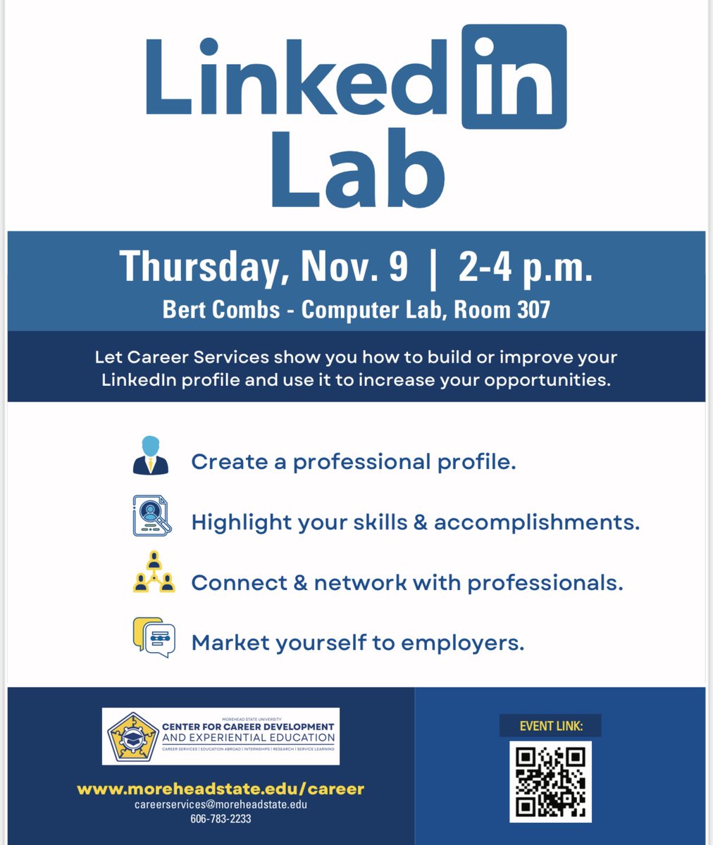 🚨 ATTENTION 🚨
Our upcoming LinkedIn Lab will be Next Thursday! 
Mark your calendars to market yourself to employers!!