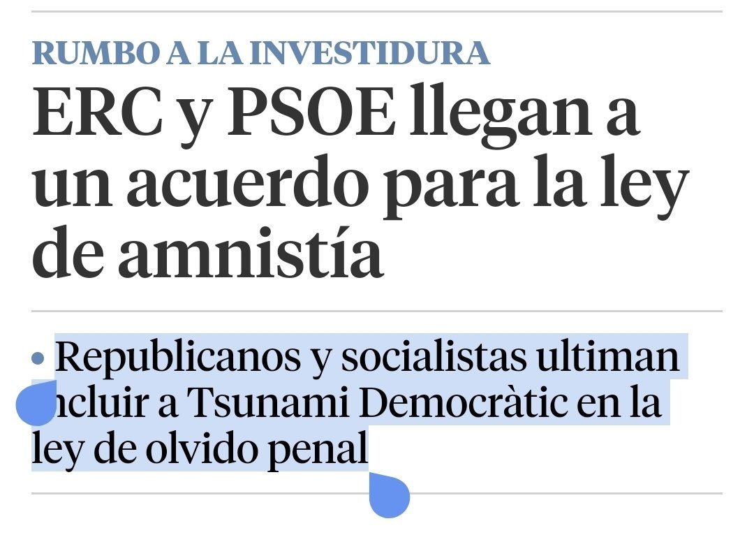 Ya podemos confirmar lo que muchos sospechaban y otros ya sabíamos: Pedro Sánchez aprobará, sin miramientos, una amnistía política para amarrar los votos que le mantengan en Moncloa.

Un nuevo rejón al Estado de derecho en España y la UE. Pero llueve sobre mojado. 

Abro hilo 🧵