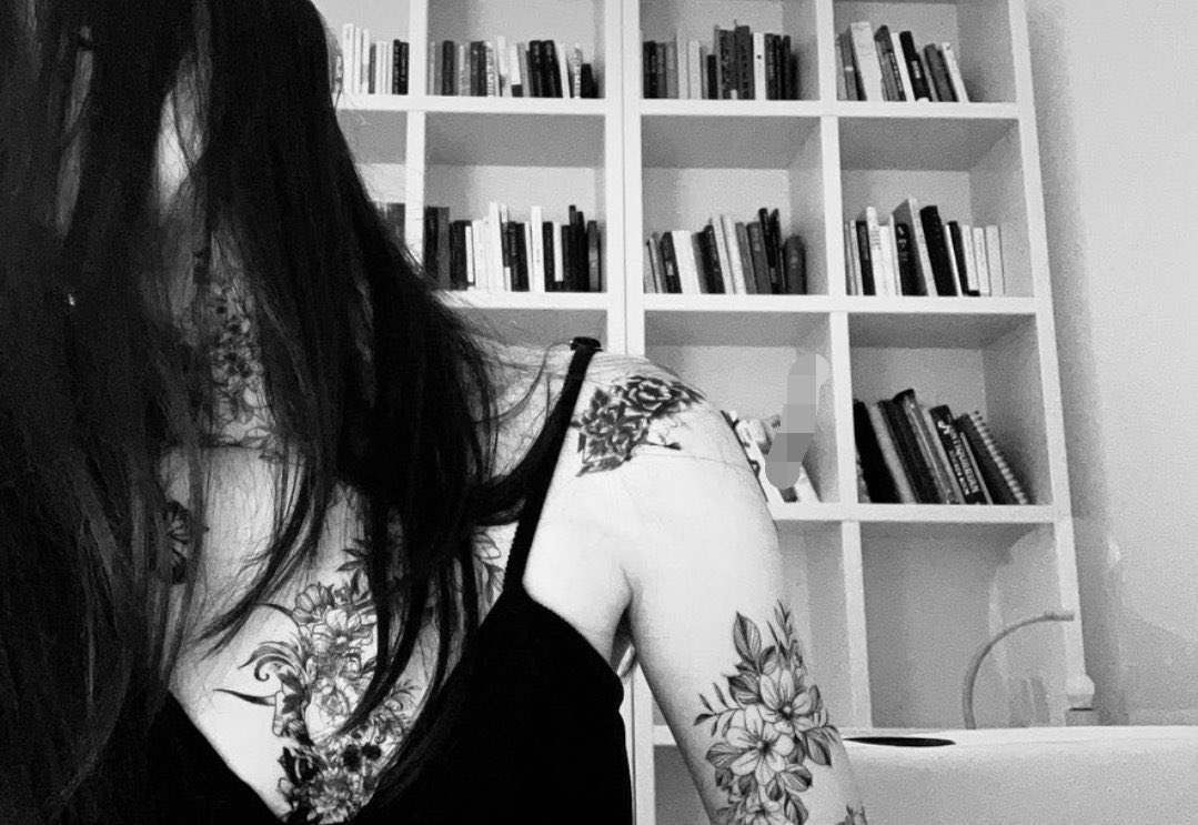 Adorning nearly the entire canvas of my arm with a series of temporary floral tattoos, this intricate design was a heartfelt gift from my “Junc Squad” admirers. With each petal and stem carefully inked, it becomes an art form that is a true testament to the connection we have.