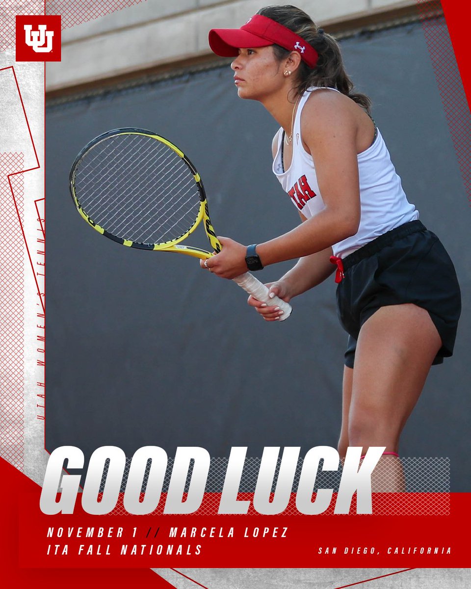 Good Luck Cela! 💪 Marcela Lopez competes in the ITA Fall Nationals today. First serve is at 12:30 p.m. (MT) You can follow along here: bit.ly/3QFCdGb #GoUtes