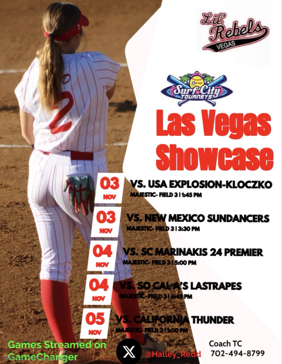 halley_redd's tweet photo. This weekend . Come check us out! @PGFnetwork #pgflasvegassgowcase #PgF #softball #fastpitch #classof2024 @TopPreps @SBRRetweets @SB_RECRUITS @CoastRecruits @SoftbalAmerica @FastpitchAthRec @d1fastpitch1 @gobigrecruiting @NCSACoachDaily https://t.co/rJxQczA673