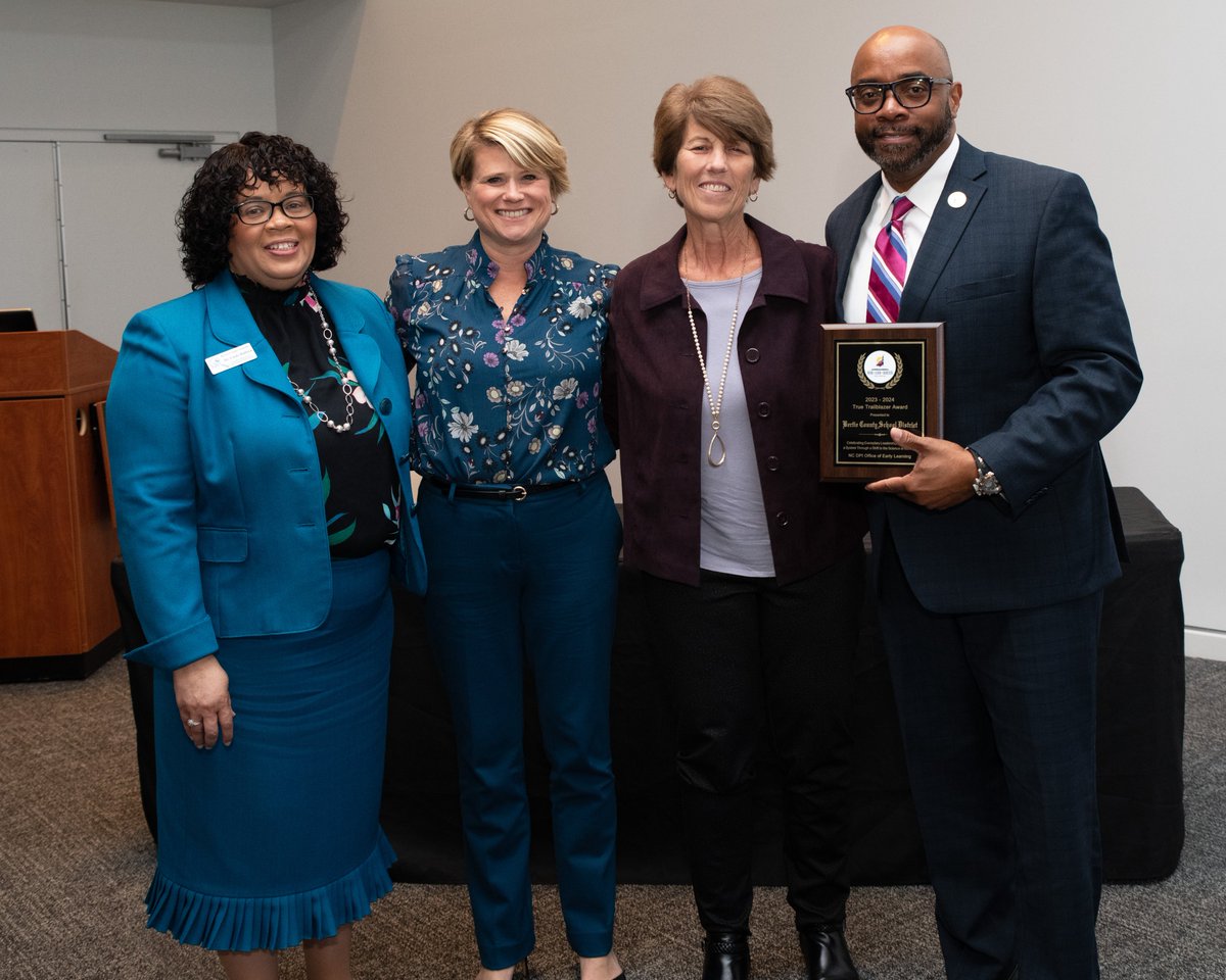 ncpublicschools's tweet photo. Congrats to @BCoSchools for being recognized as the NE Region's first True Trailblazer Award recipient from @NCDPI_OEL. @CTruittNCDPI honored the district for its outstanding work in implementing the SoR at the @edstateboard_nc Nov. Planning &amp; Work session Wed. morning. https://t.co/G20HLRdTC7