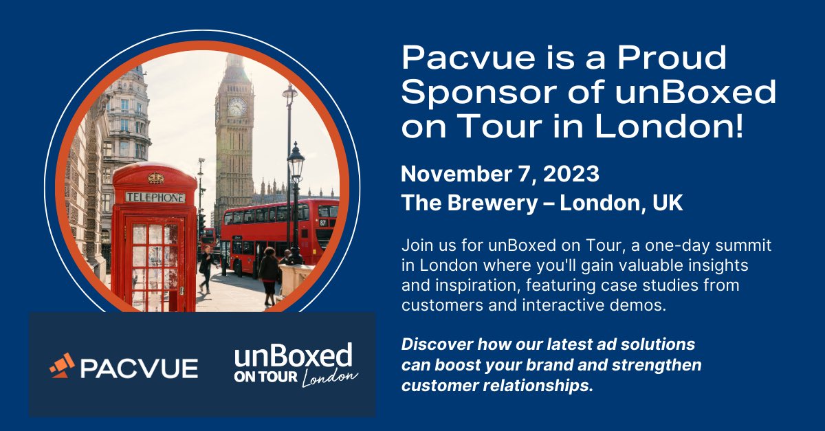 Pacvue (@pacvue) on Twitter photo <a href="/Pacvue/">Pacvue</a> is a Proud Sponsor of #unBoxedonTour in London! 📦✨
<a href="/AmazonAds/">Amazon Ads</a> #unBoxedLondon
📅 9AM, 11/7/23
📍 <a href="/theBreweryVenue/">the Brewery</a>
52 Chiswell St, #London EC1Y 4SD
📈 Discover how our latest ad solutions can boost your brand & strengthen customer relationships.
calendly.com/pacvue-dylan/u… <a href="/Pacvue/">Pacvue</a> is a Proud Sponsor of #unBoxedonTour in London! 📦✨
<a href="/AmazonAds/">Amazon Ads</a> #unBoxedLondon
📅 9AM, 11/7/23
📍 <a href="/theBreweryVenue/">the Brewery</a>
52 Chiswell St, #London EC1Y 4SD
📈 Discover how our latest ad solutions can boost your brand & strengthen customer relationships.
calendly.com/pacvue-dylan/u…