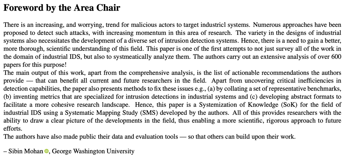 🚨🚨 New Paper Alert 🚨🚨

Check out the latest JSys SoK paper: “Evaluations in Industrial Intrusion Detection Research” by Olav Lamberts, Konrad Wolsing, Eric Wagner, Jan Pennekamp, Jan Bauer, <a href="/KlausWehrle/">Klaus Dieter Wehrle</a>, Martin Henze

📄 escholarship.org/uc/item/43t0z1…