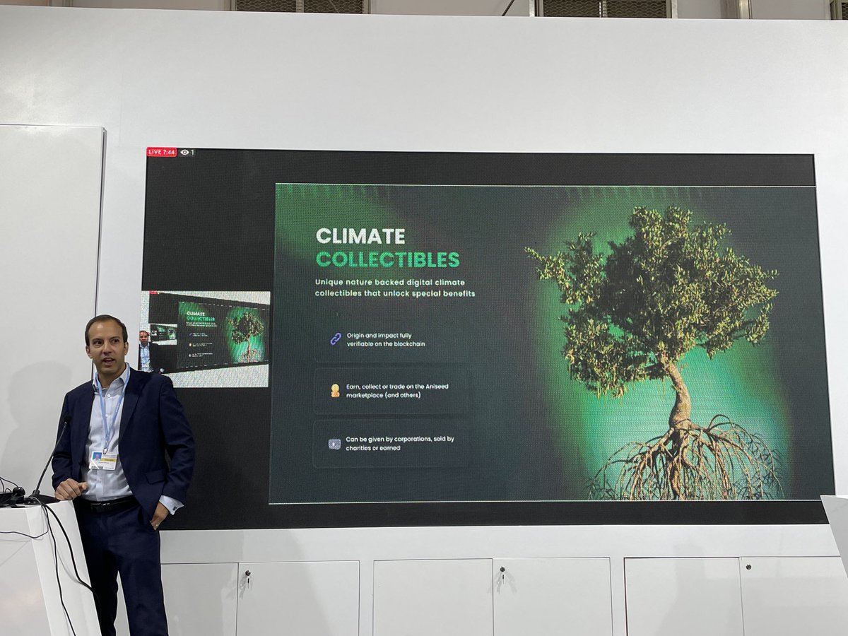 Coinicus's tweet photo. Presenting @AniseedNFT at #COP27 certainly was an experience.
I think Climate events can do better though, that is why I came up with Climate Fest, coming 2024.
@TheClimateers
#ClimateFest https://t.co/KoyOWVYiCy