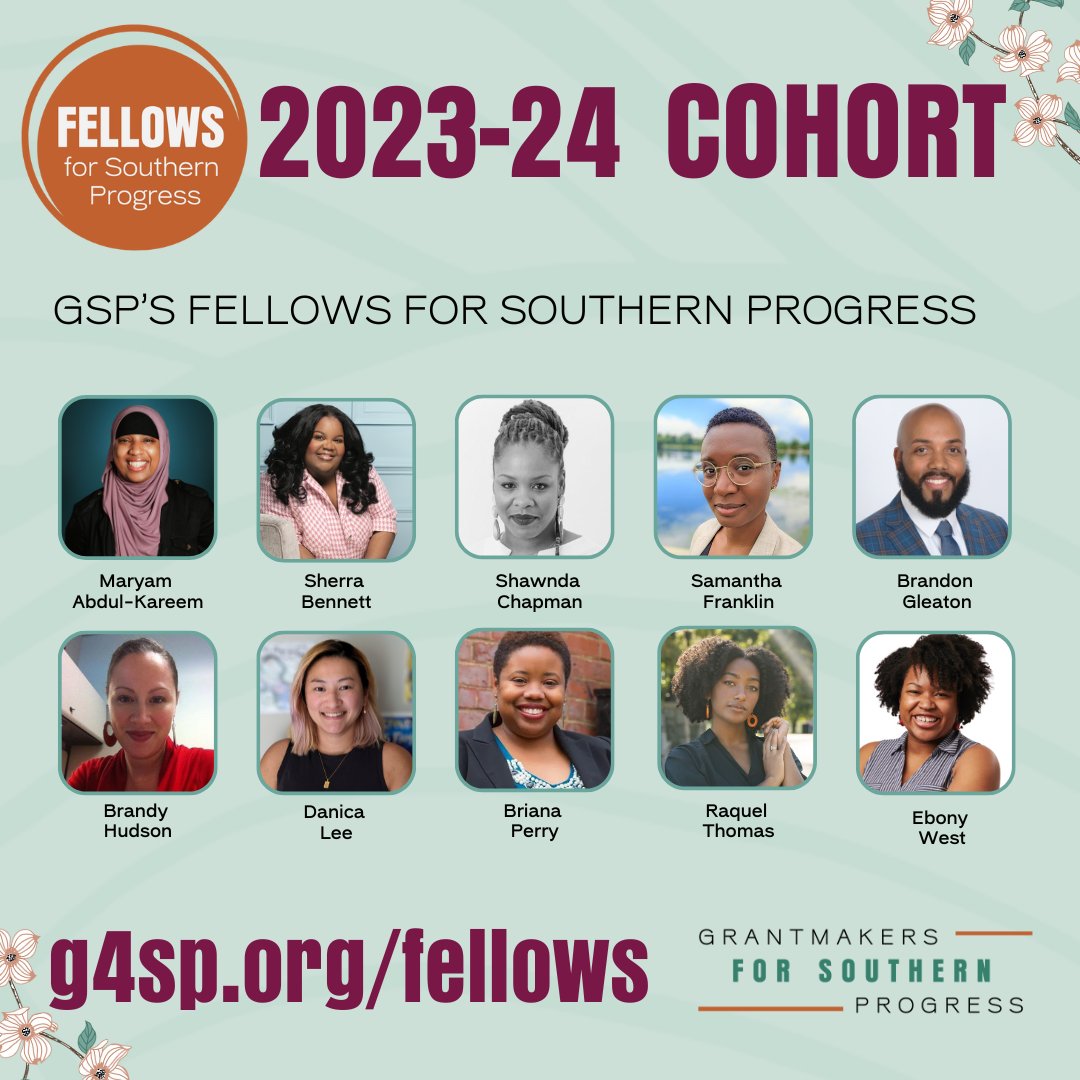 Congrats to our 2023 #GSPFellows! FSP develops leaders in philanthropy by aligning their grantmaking skills with a reparations mindset. We look forward to seeing each of our Fellows expand their impact in the South. 

Learn more: g4sp.org/fellows