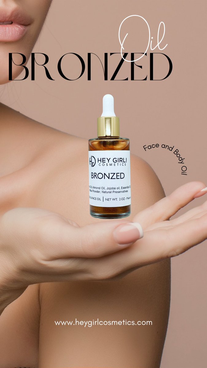thisisheygirl's tweet photo. In doubt, add Bronzer! Bronzed all day, every day! Our favorite go to Face & Body Oil hands down #bronzed #handmade #vegancosmetics #thisisheygirl #heygirlcosmetics #moisturizer #beautyblog #makeupblog #makeup
#beautyinfluencer #luxurycosmetics
#selfcare #enterpreneur #cosmetics https://t.co/iR6JAhO37R