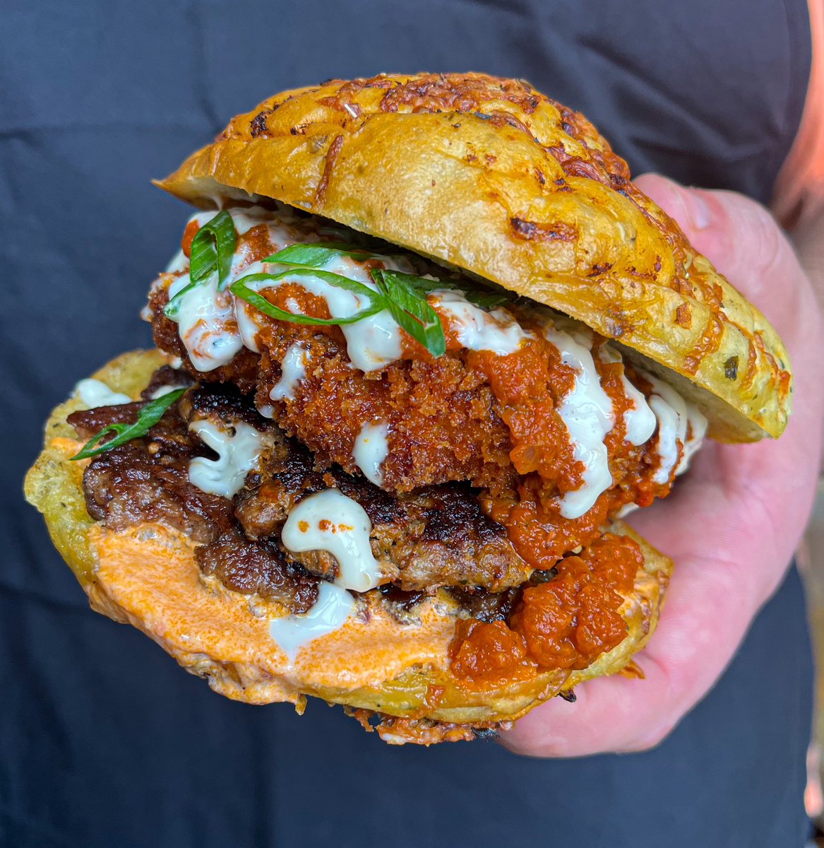 Introducing November's Burger of the Month... The BRAVAS BURGER! 

Beef patty, chorizo, honey roasted red chèvre spread, croquetta, bravas sauce, &amp; garlic aioli on a tomato focaccia bun. 

This mouth watering burger is only around for the month of November!
