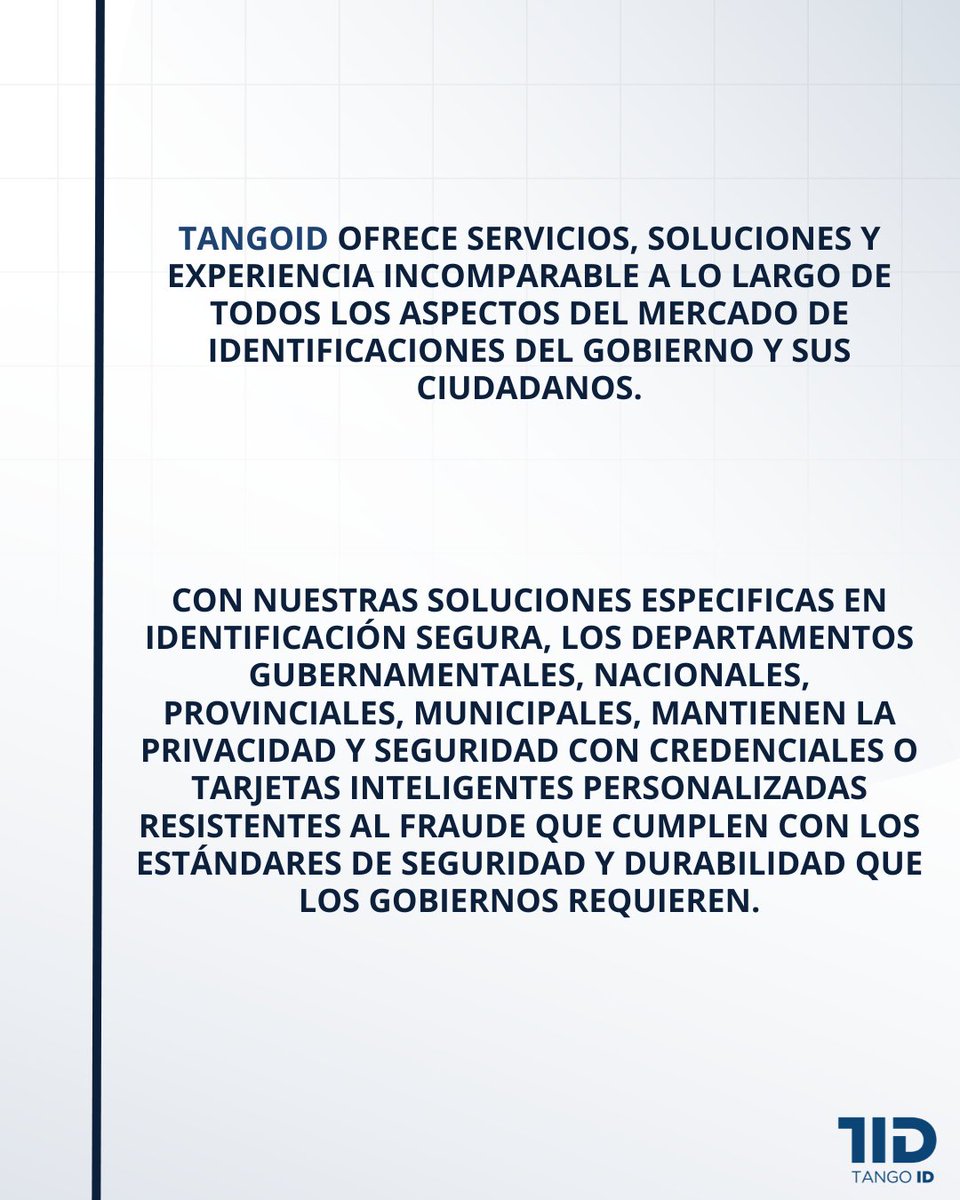 tangoid's tweet photo. 🌐Ofrecemos el más amplio rango de sistemas seguros para Identificación de Gobierno🔒

TangoID® - Soluciones en Identificación para Gobierno. 🏢

#TangoID #SolucionesIntegrales #ElPoderDeLoInstantáneo https://t.co/XVTMZbT0f6